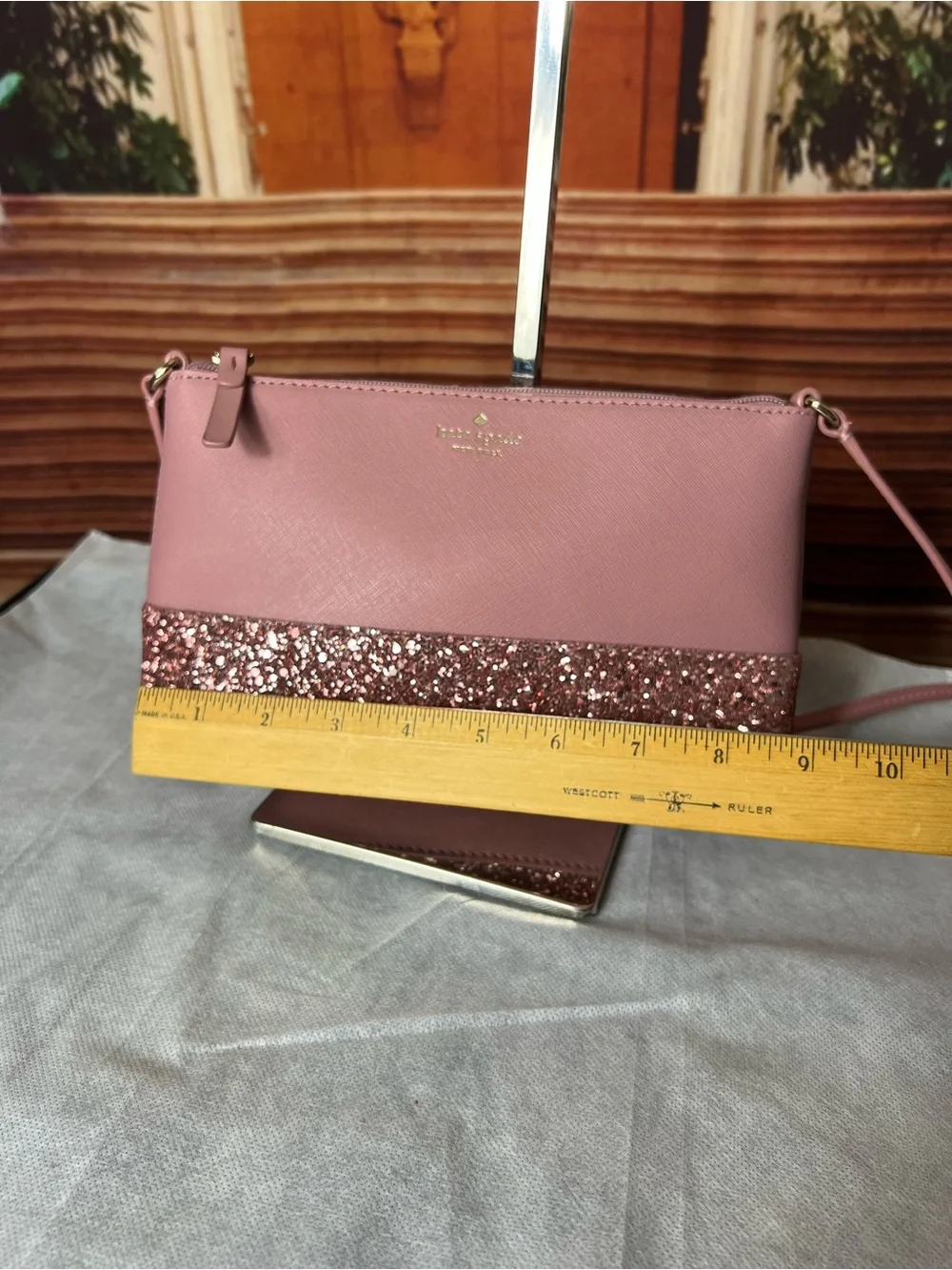 NWOT Kate Spade Leather Greta Court Glitter Ramey Crossbody Bag, Zip Closure 💖